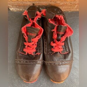Diesel Observe Brown Red Orange Leather Shoes